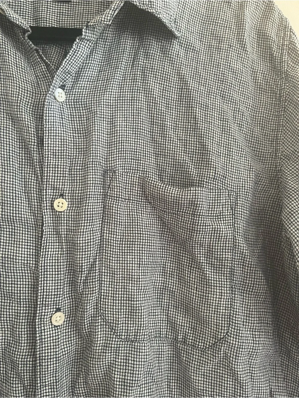 Banana Republic 100% Linen Blue White Check Button Up shirt Medium Coastal